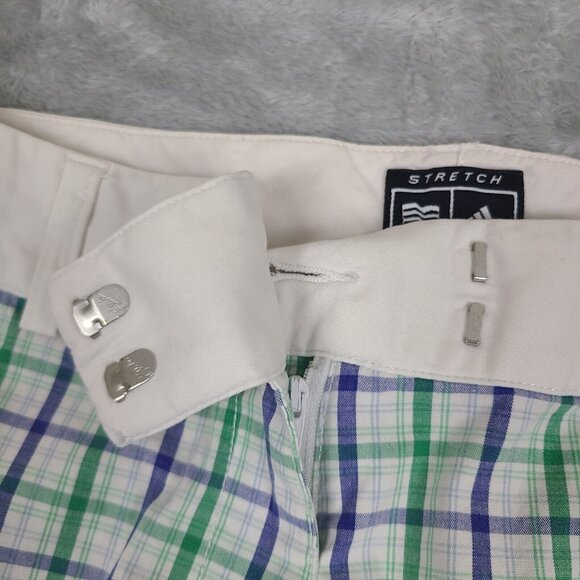 Adidas Golf Shorts Women's Size 10 Plaid Stretch Pockets Flat Front Performance - Picture 3 of 9